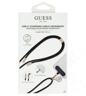 Guess Nylon Crossbody Strap with 4G Charm & USB-C Cabel 1,6m - black 3666339543624 GUCCUCNY4GDK
